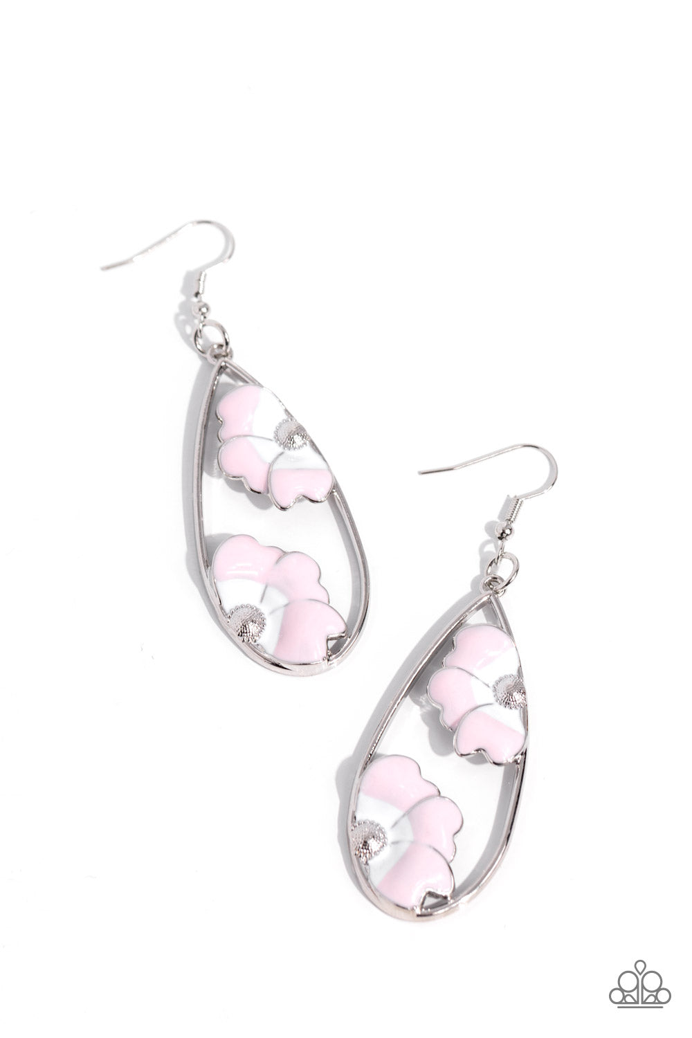 Airily Abloom - Pink - White to Light Pink Petals Floral Earring Paparazzi E1881