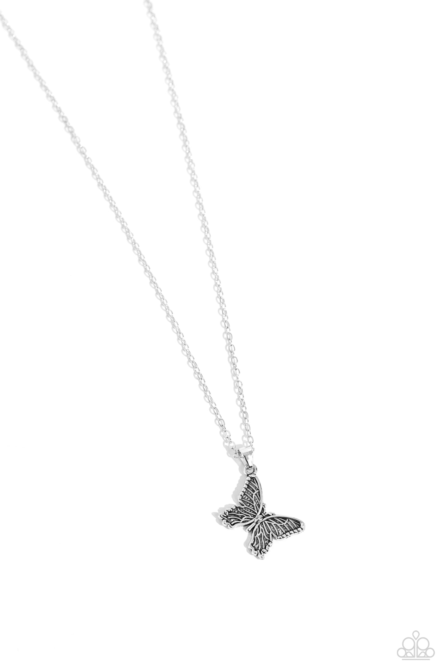 Midair Magic - Silver Butterfly Dainty Necklace Paparazzi N1959