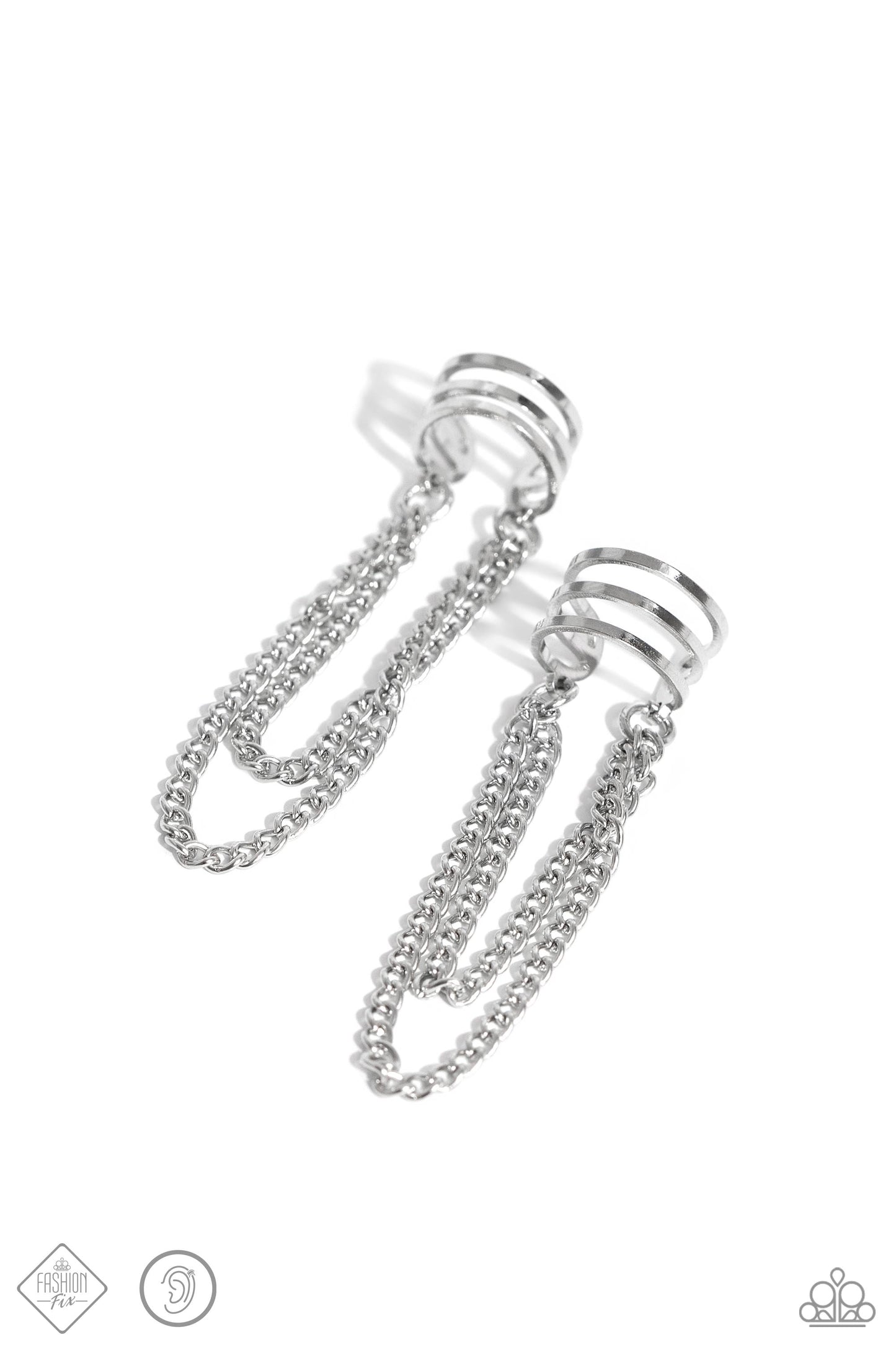 Unlocked Perfection - Silver Chain Ear Cuff Earring Fashion Fix January 2024 Paparazzi E1780