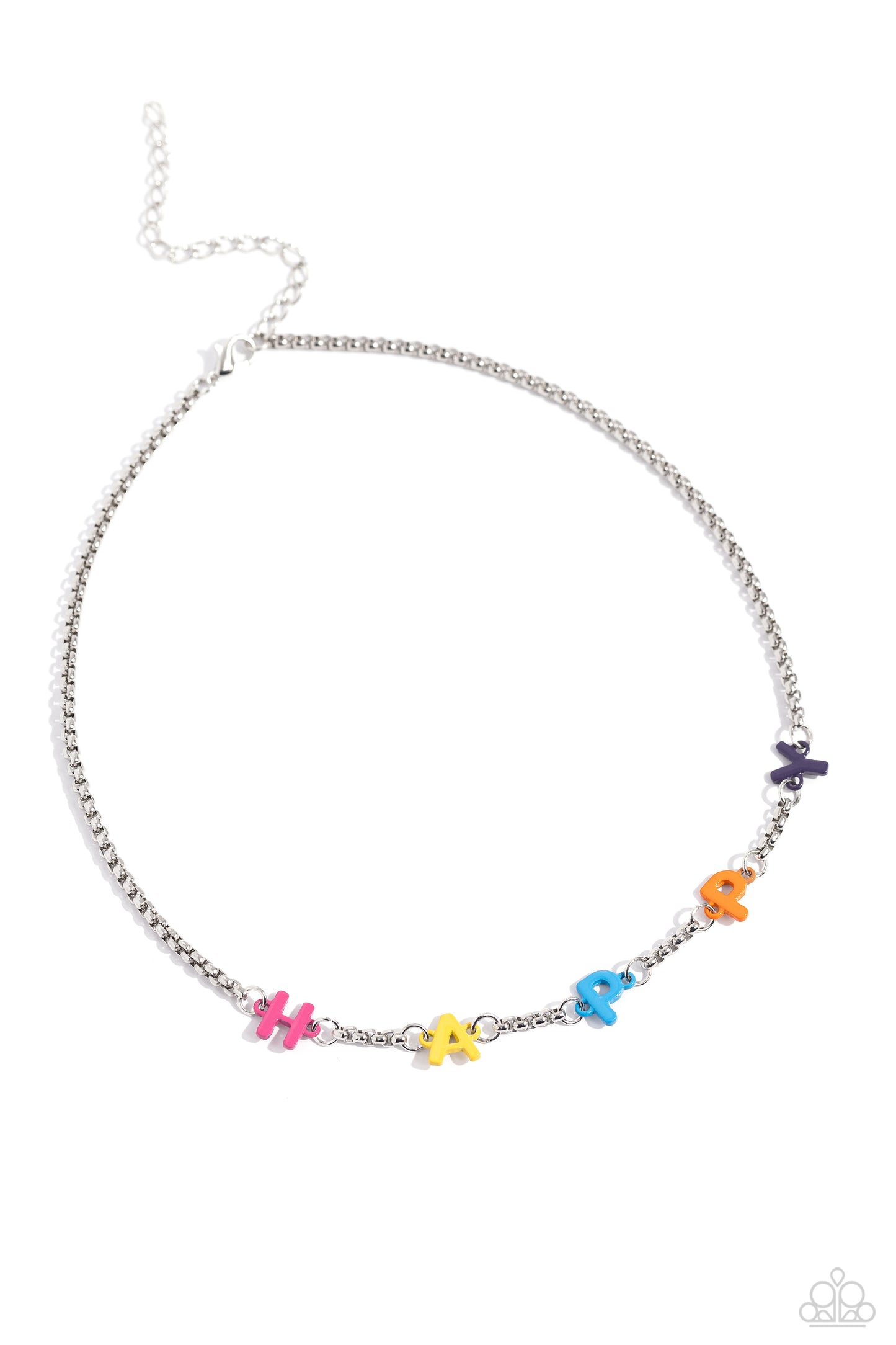 Joyful Radiance - Multi Colored Painted Letter "Happy" Inspirational Necklace Paparazzi N2046