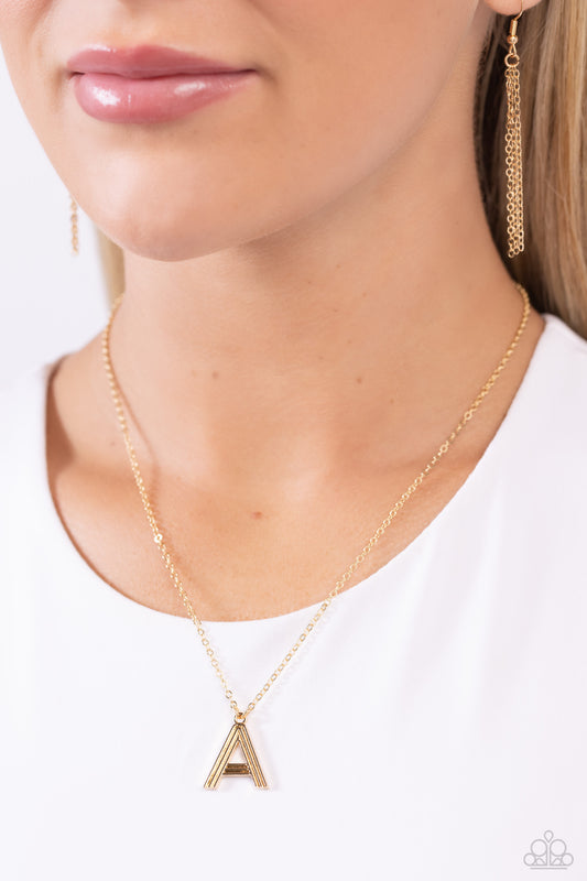 Leave Your Initials - Gold - A Initial Necklace Paparazzi N1705