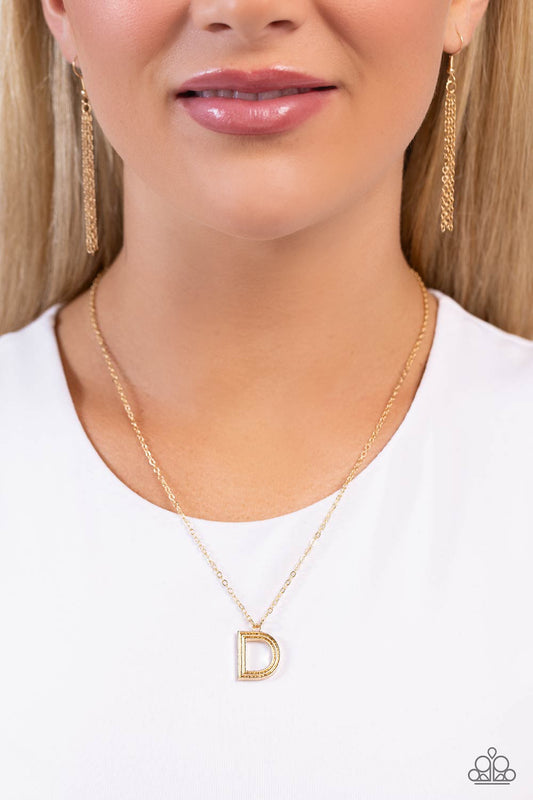 Leave Your Initials - Gold - D Initial Necklace Paparazzi N1707