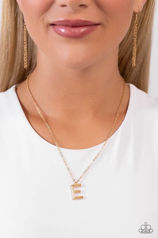 Leave Your Initials - Gold - E Initial Necklace Paparazzi N1708