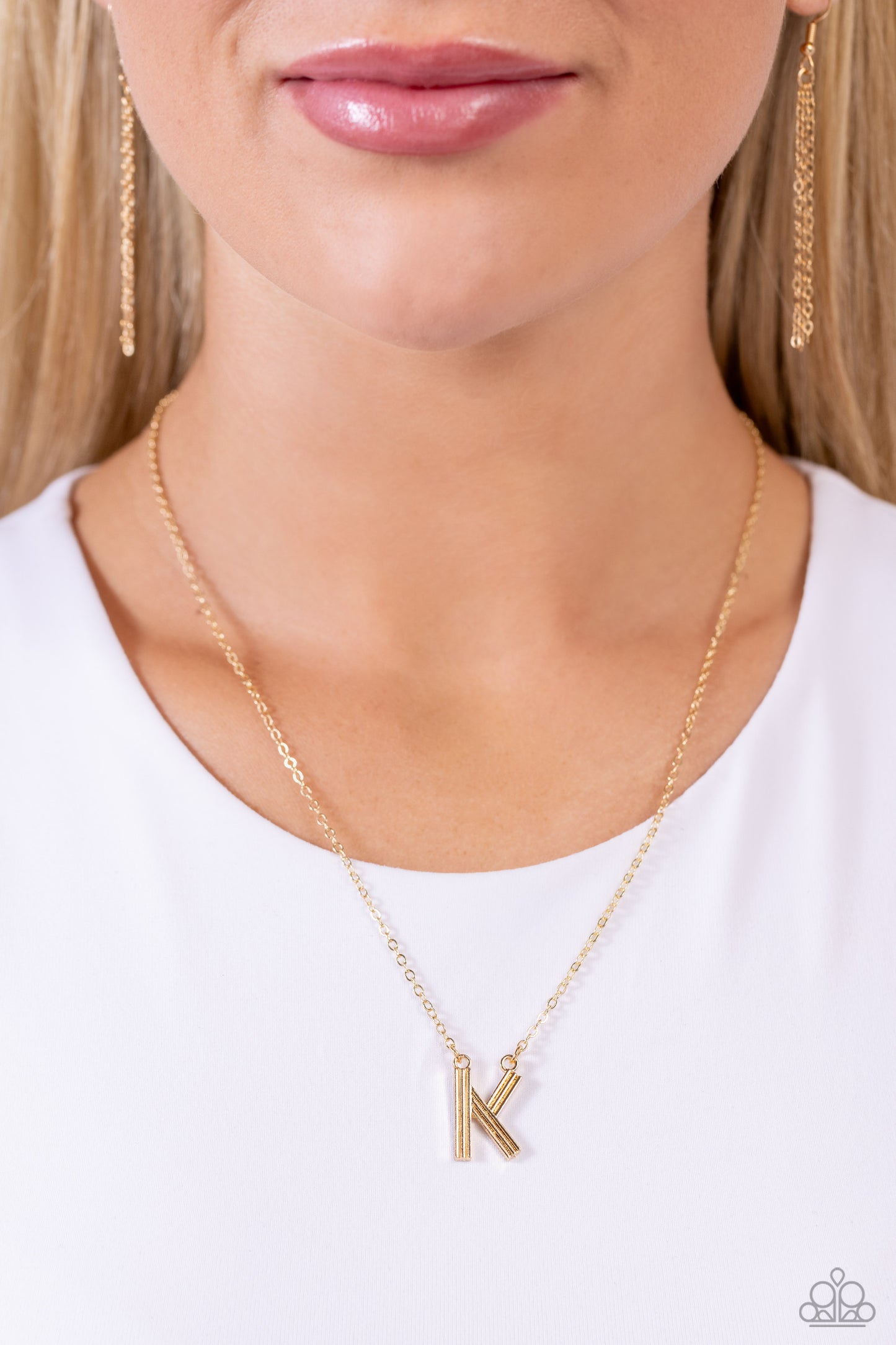 Leave Your Initials - Gold - K Initial Necklace Paparazzi N1710