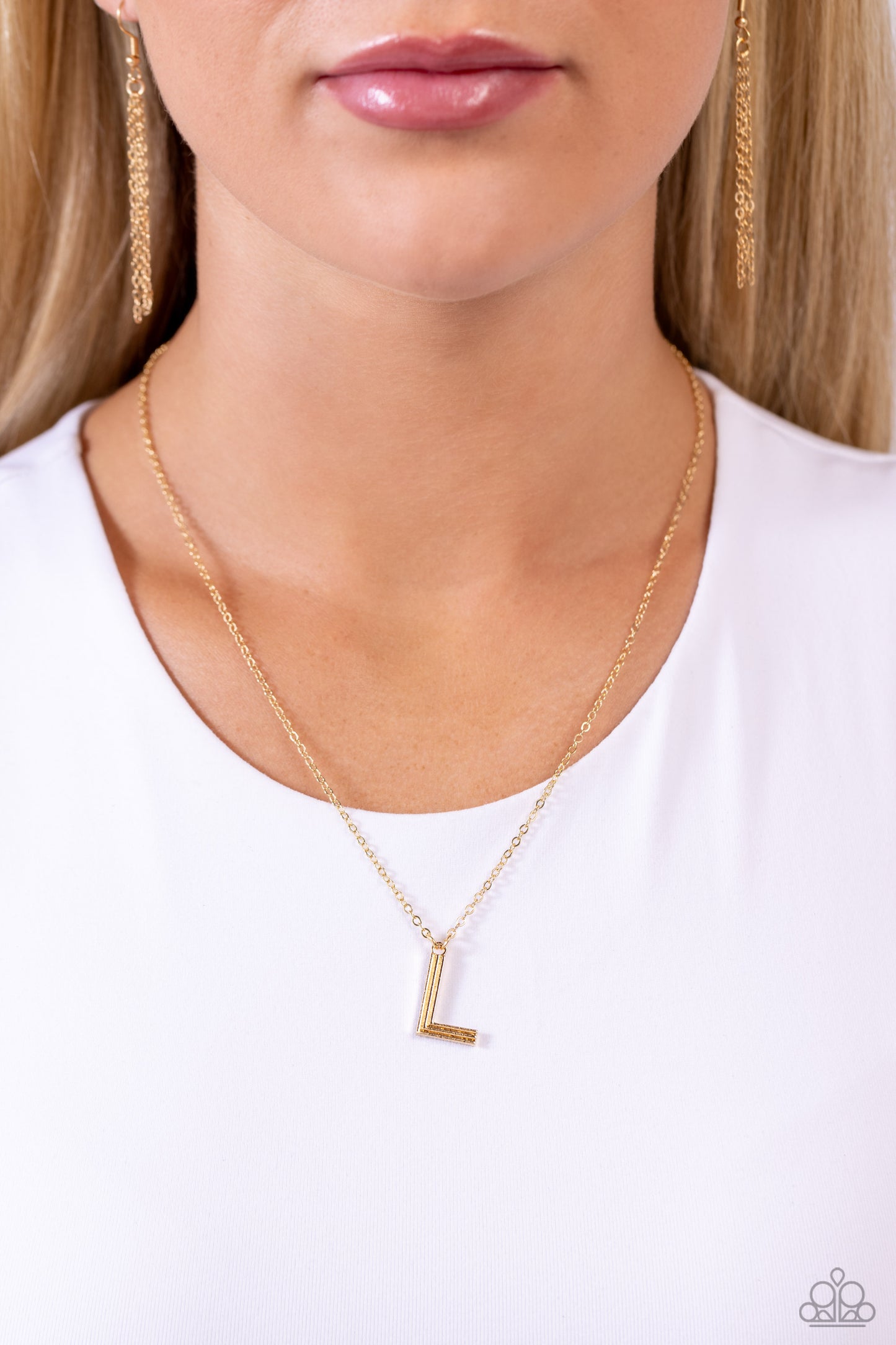 Leave Your Initials - Gold - L Initial Necklace Paparazzi N1711