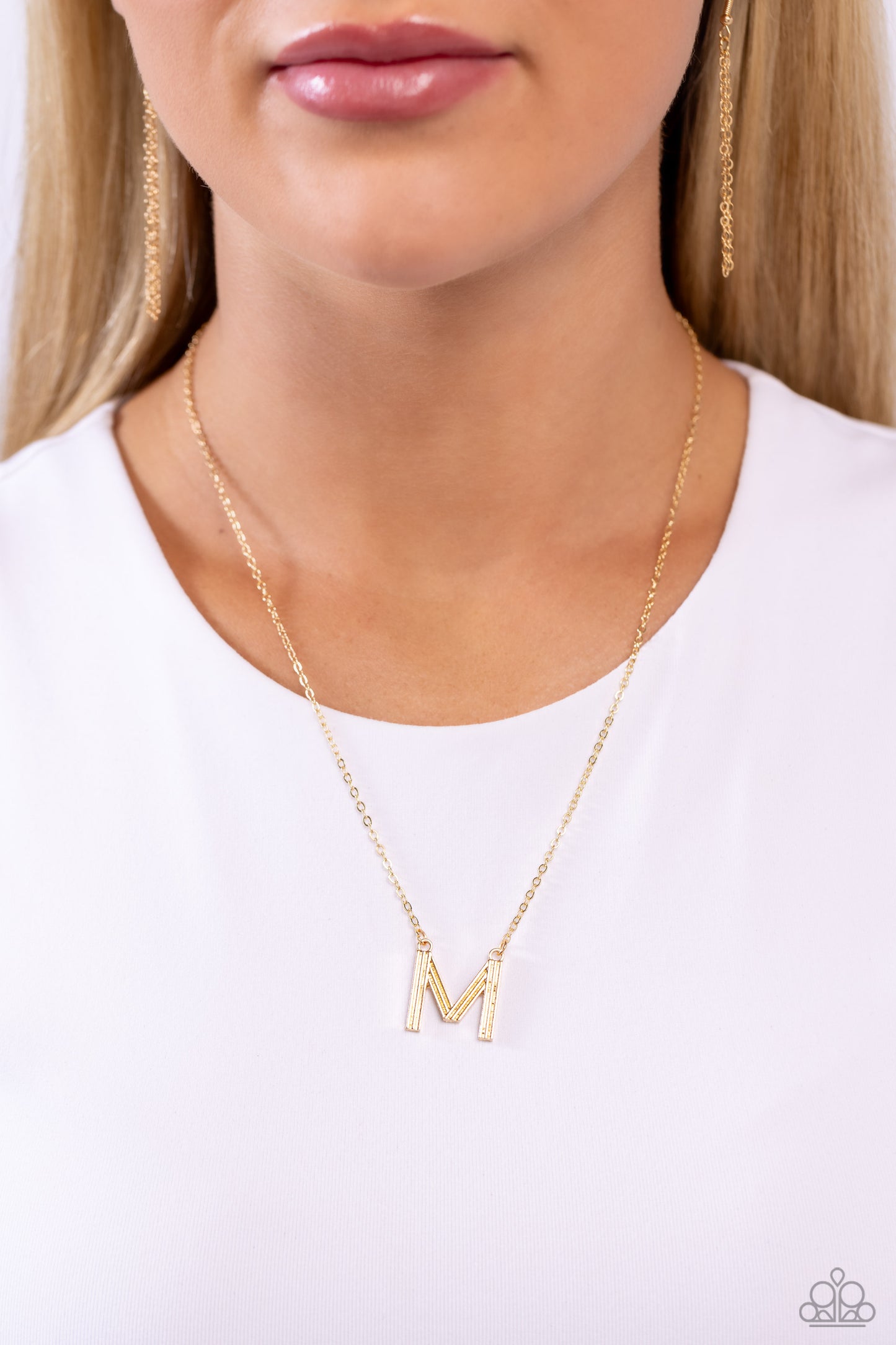 Leave Your Initials - Gold - M Initial Necklace Paparazzi N1712