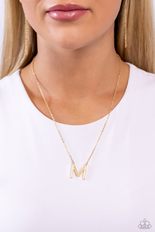 Leave Your Initials - Gold - M Initial Necklace Paparazzi N1712