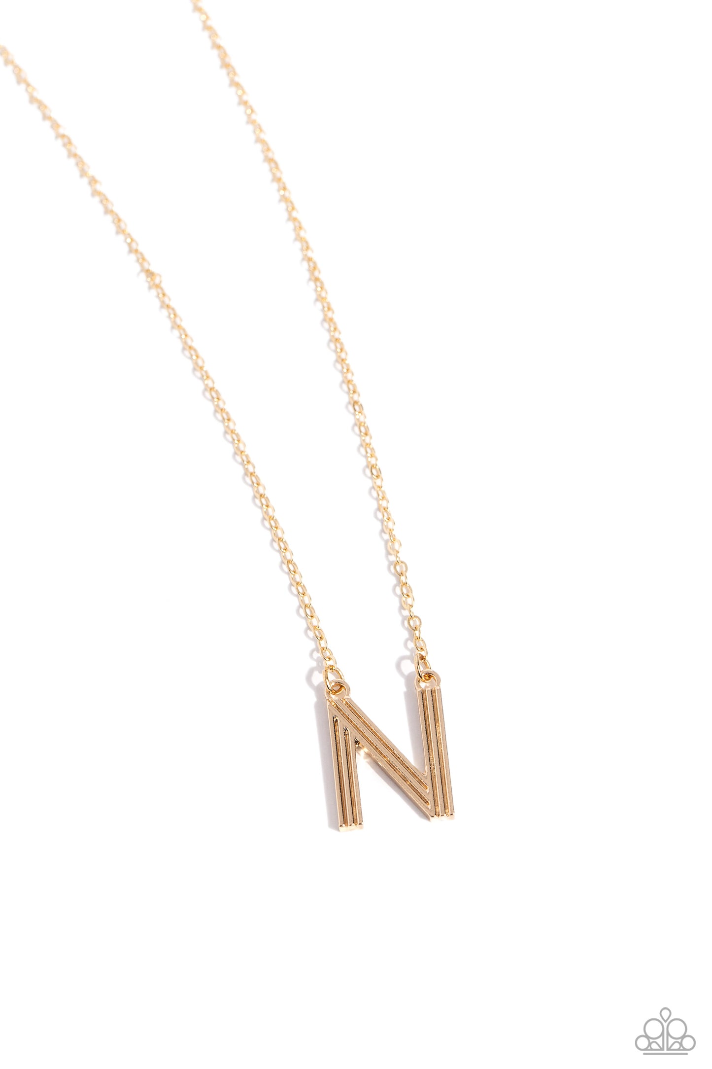 Leave Your Initials - Gold - N Initial Necklace Paparazzi N1713