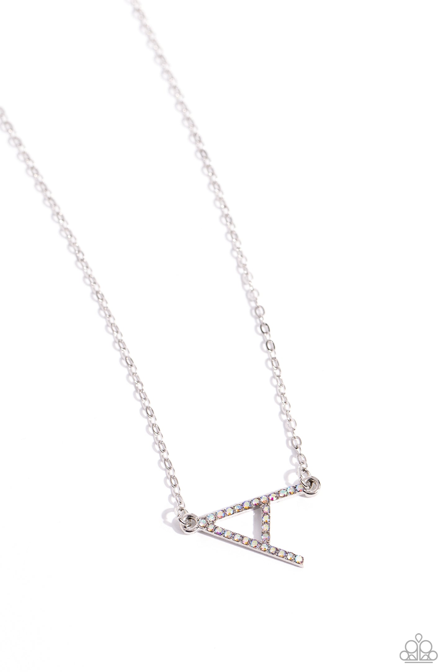 INITIALLY Yours - A - Multi Iridescent Rhinestone Initial Necklace Paparazzi N1995