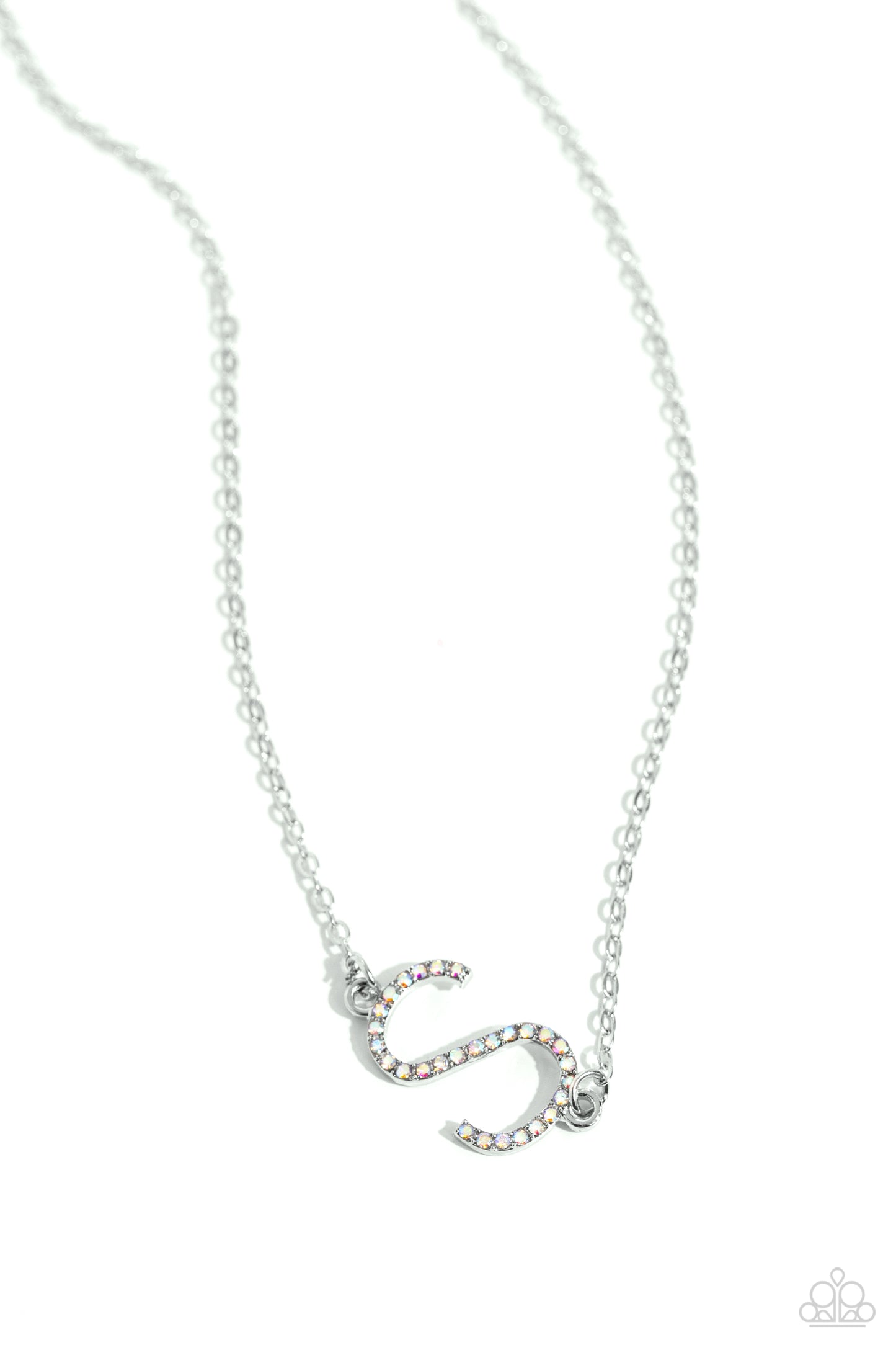 INITIALLY Yours - S - Multi Iridescent Rhinestone Initial Necklace Paparazzi N1983