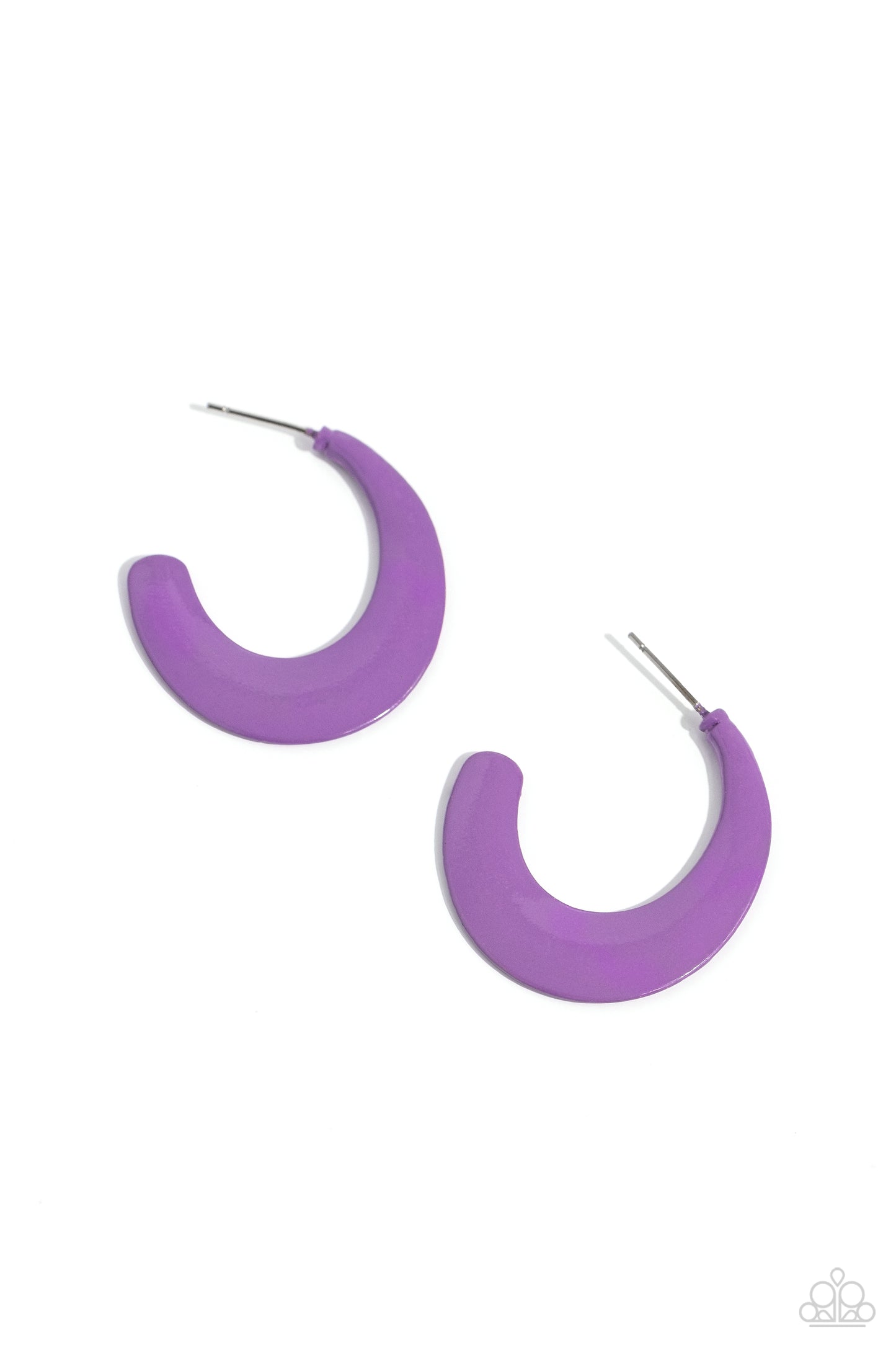 Fun-Loving Feature - Purple Painted Metal 1/4 Inch Hoop Earring Paparazzi E2004