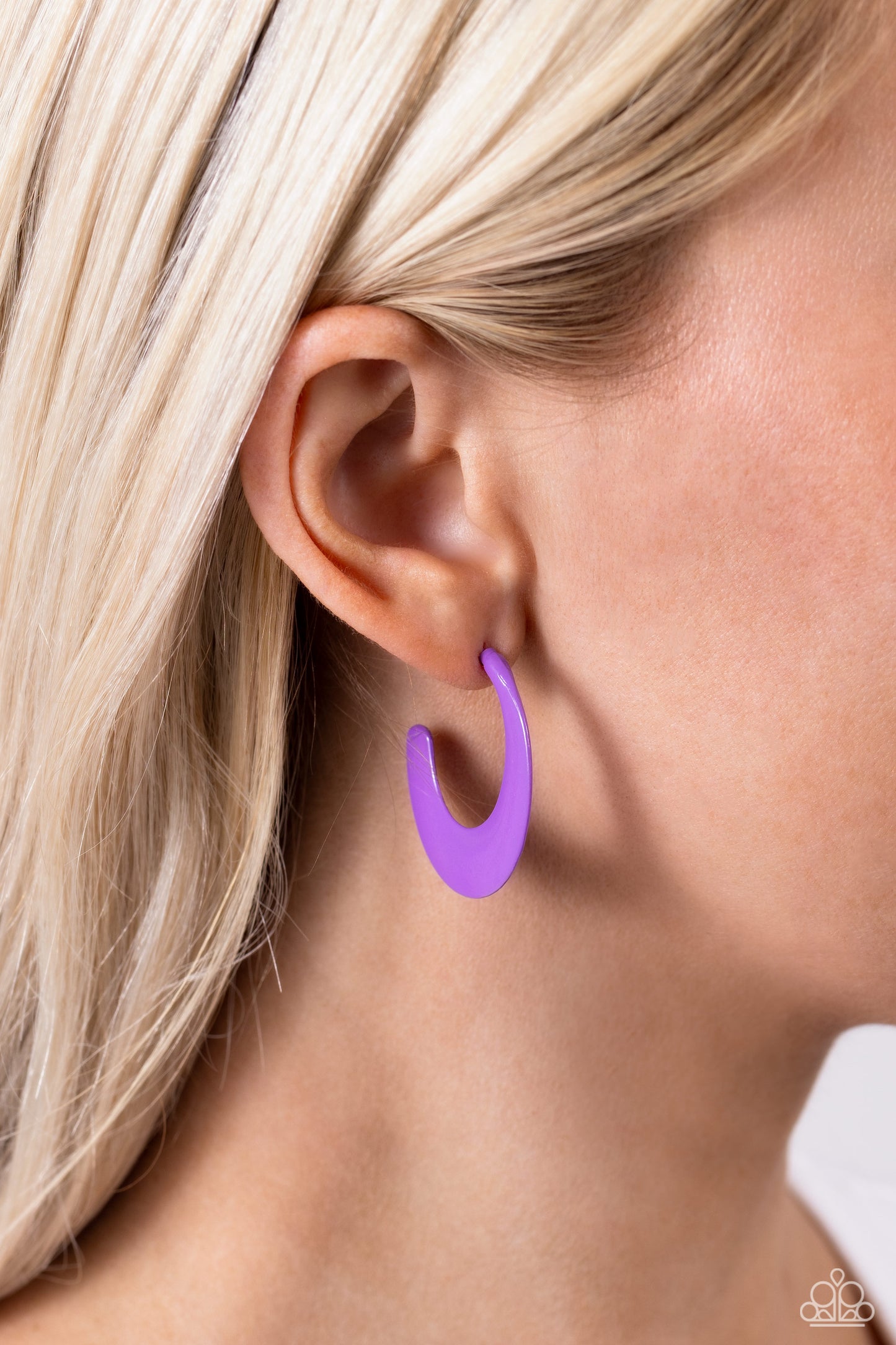 Fun-Loving Feature - Purple Painted Metal 1/4 Inch Hoop Earring Paparazzi E2004