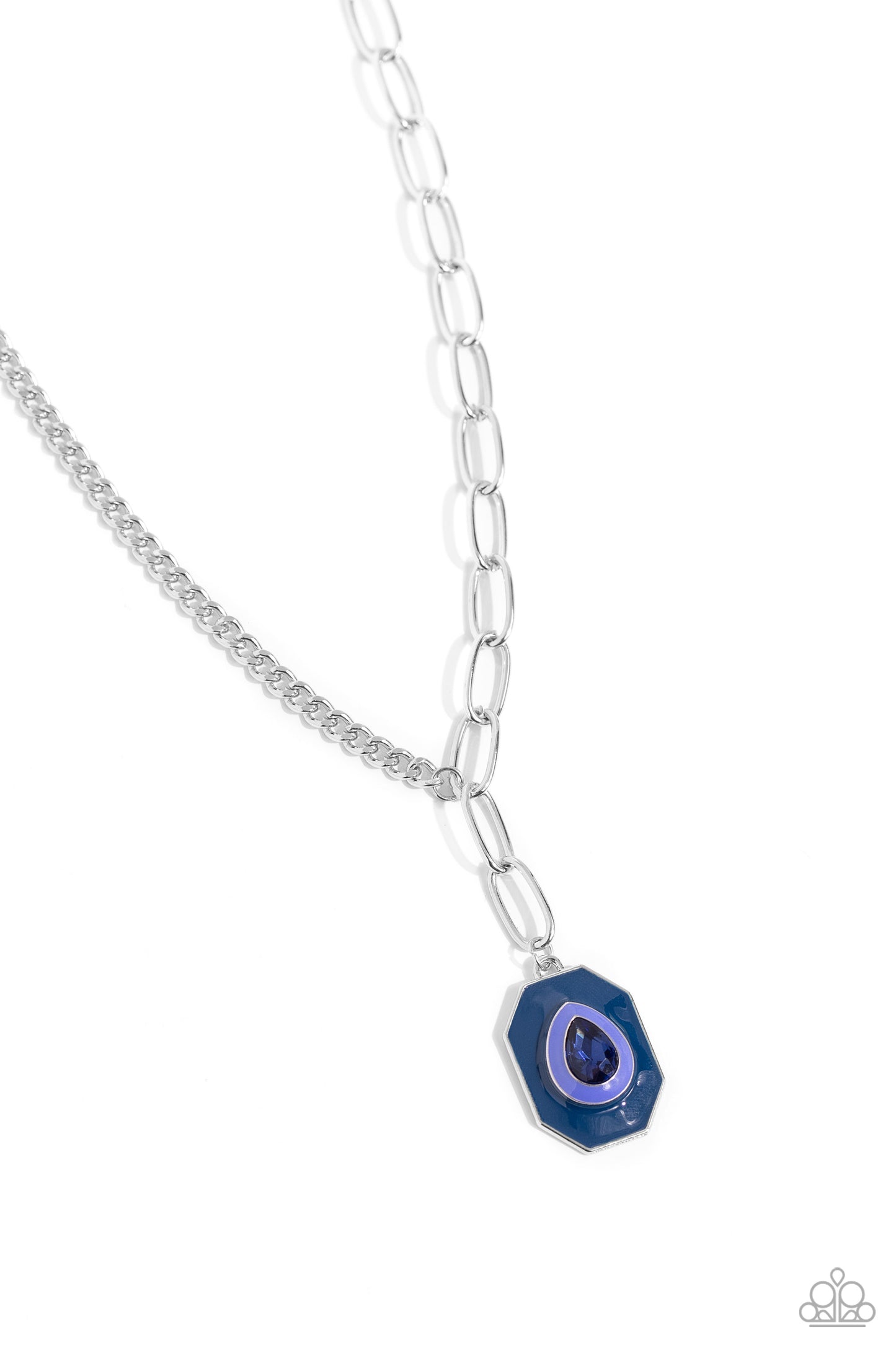 Hexagonal Hallmark - Blue Persian Teardrop Jewel Hexagonal Pendant Necklace Paparazzi N1814