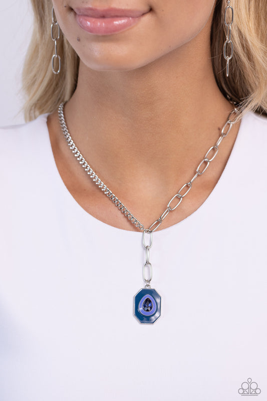 Hexagonal Hallmark - Blue Persian Teardrop Jewel Hexagonal Pendant Necklace Paparazzi N1814