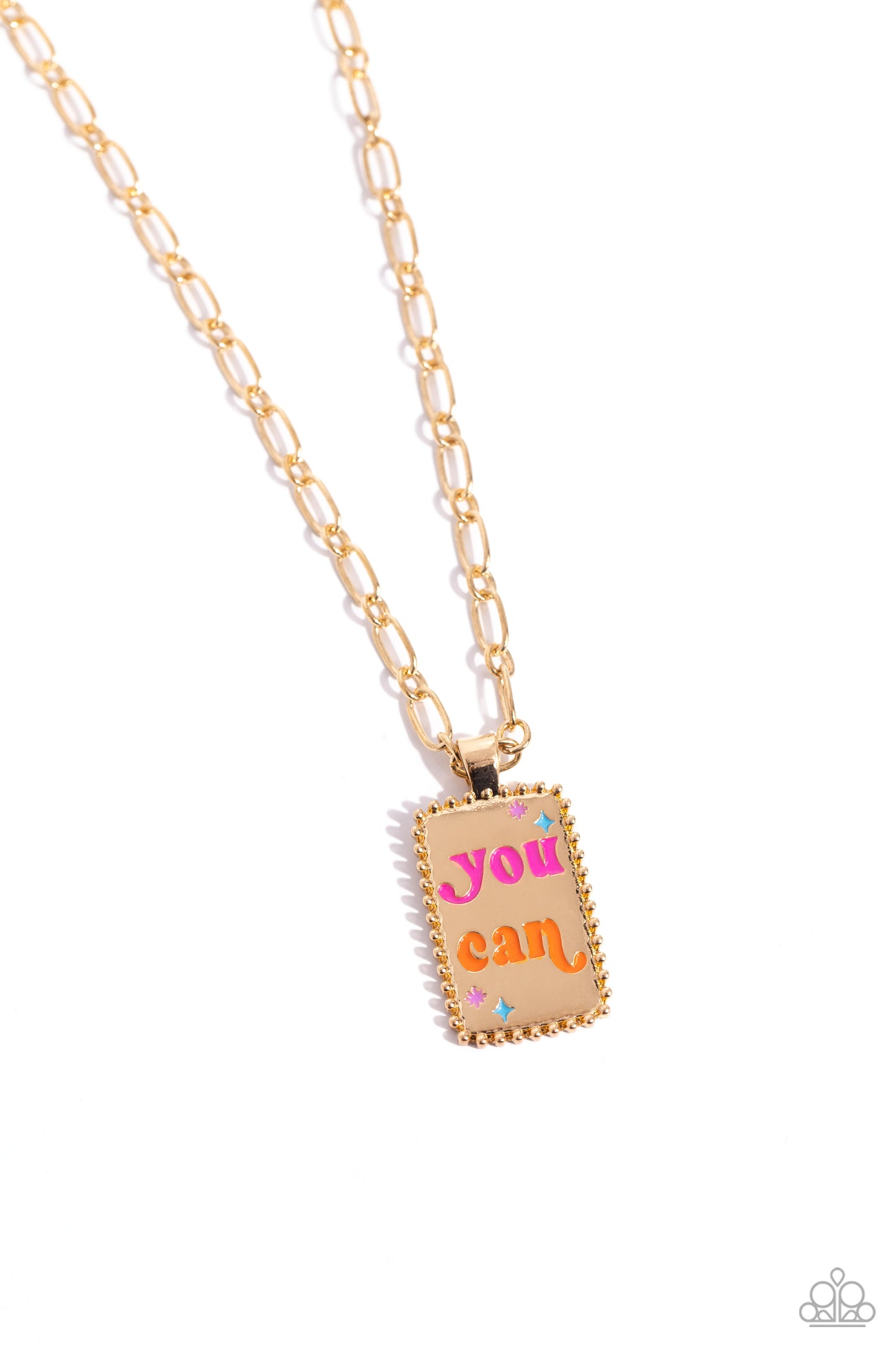 Yes You Can - Gold Pendant "you can" Inspirational Necklace Paparazzi N3027