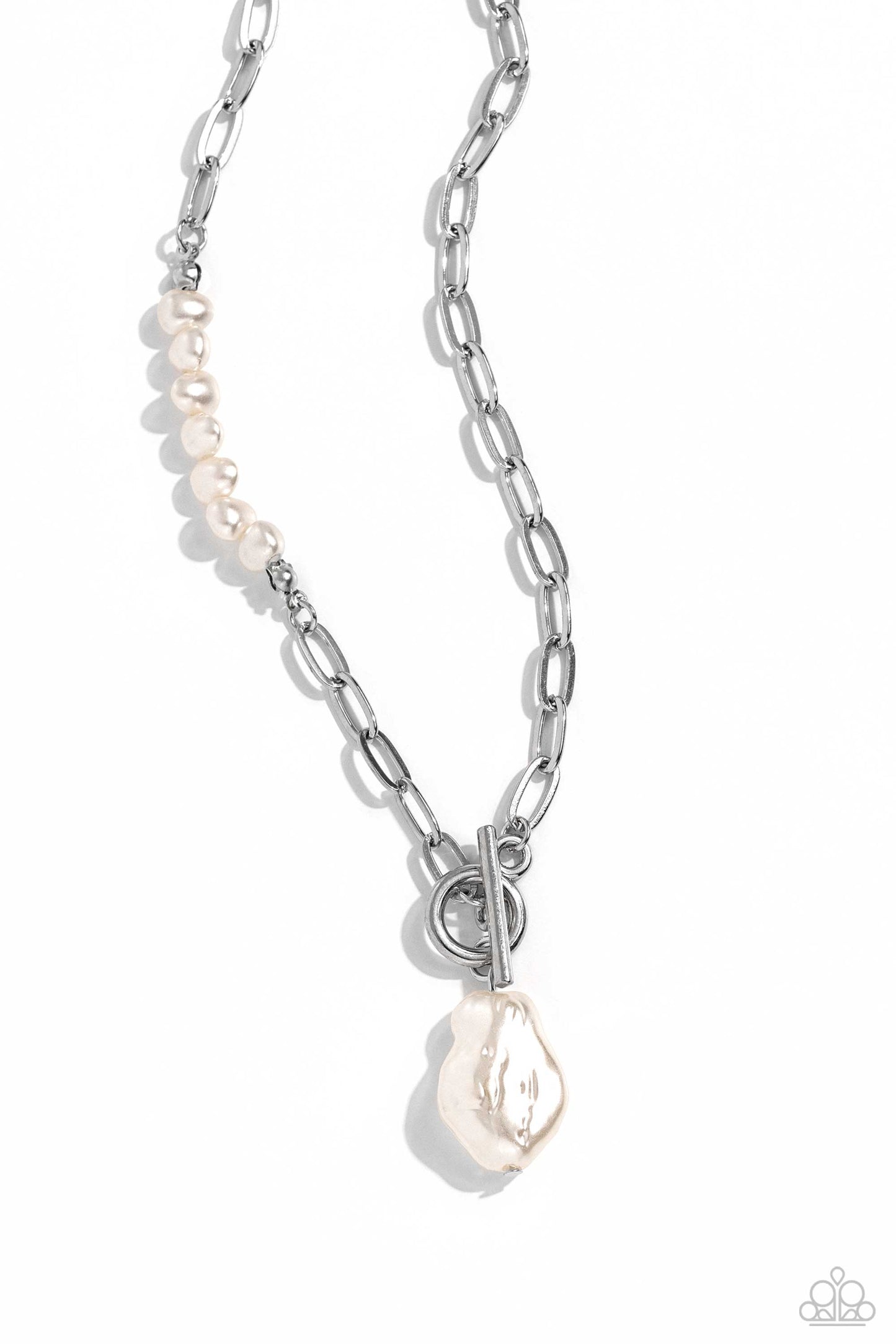 Courting Cosmopolitan - White Baroque Pearl Paperclip Chain Necklace Paparazzi N1791