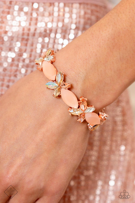 Soft-Hearted Succession - Rose Gold & Tender Peach Bead Stretch Bracelet Fashion Fix December 2023 Paparazzi B1419