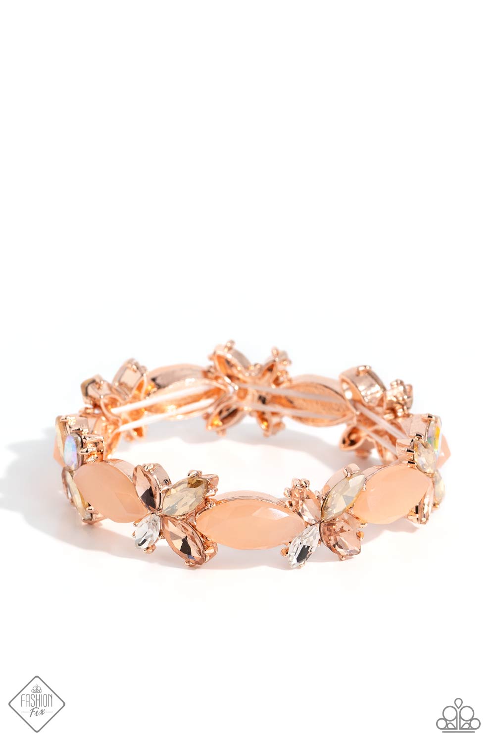 Soft-Hearted Succession - Rose Gold & Tender Peach Bead Stretch Bracelet Fashion Fix December 2023 Paparazzi B1419