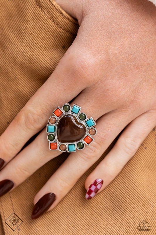 Desertscape Decadence - Brown Cat's Eye Stone Santa Fe Style Ring Fashion Fix December 2023 Paparazzi R0657