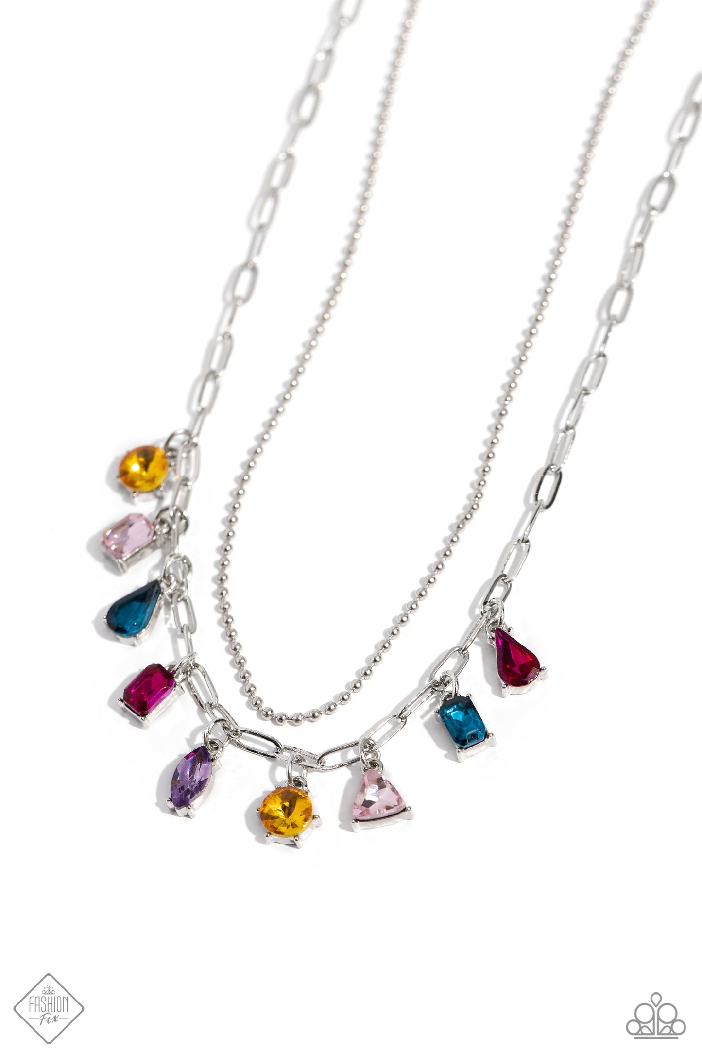 Concession Couture - Multi Colored Gem Necklace Fashion Fix January 2024 Paparazz N2054