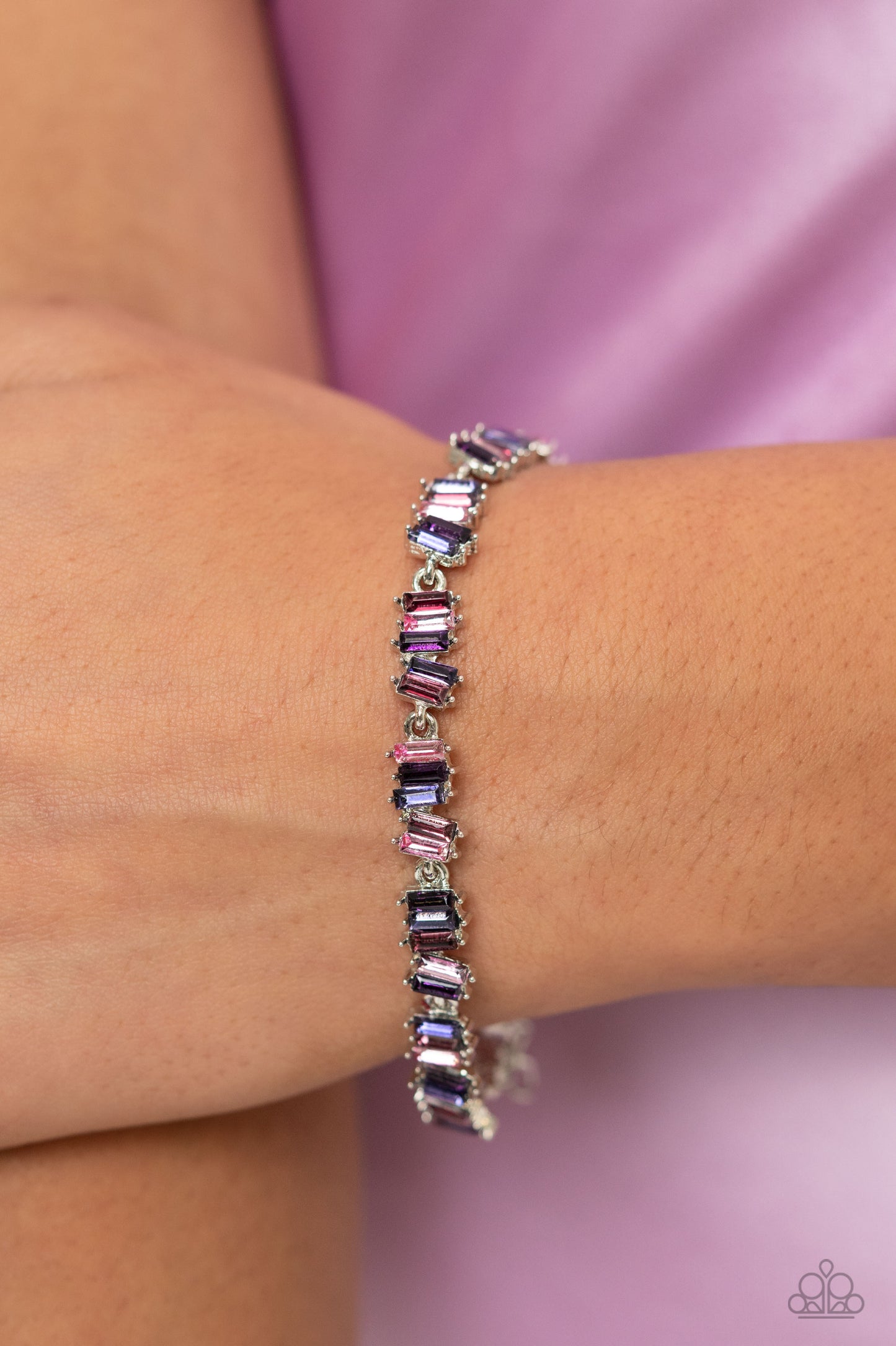 Emerald Ensemble - Purple Emerald Cut Gem Bracelet Paparazzi B1400