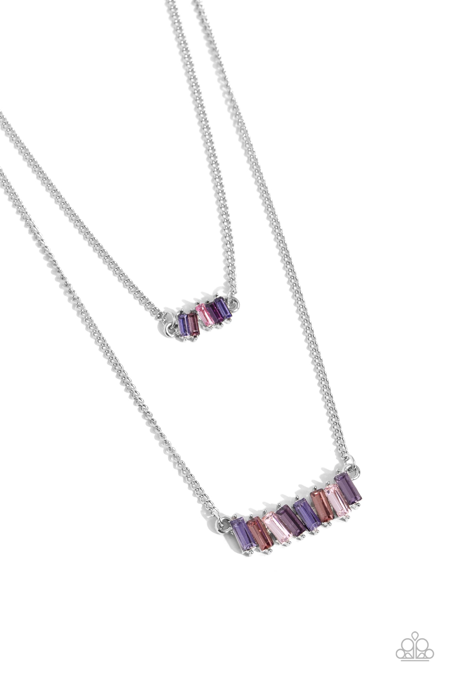 Easygoing Emeralds - Purple Emerald Cut Gem Double Layer Necklace Paparazzi N2025