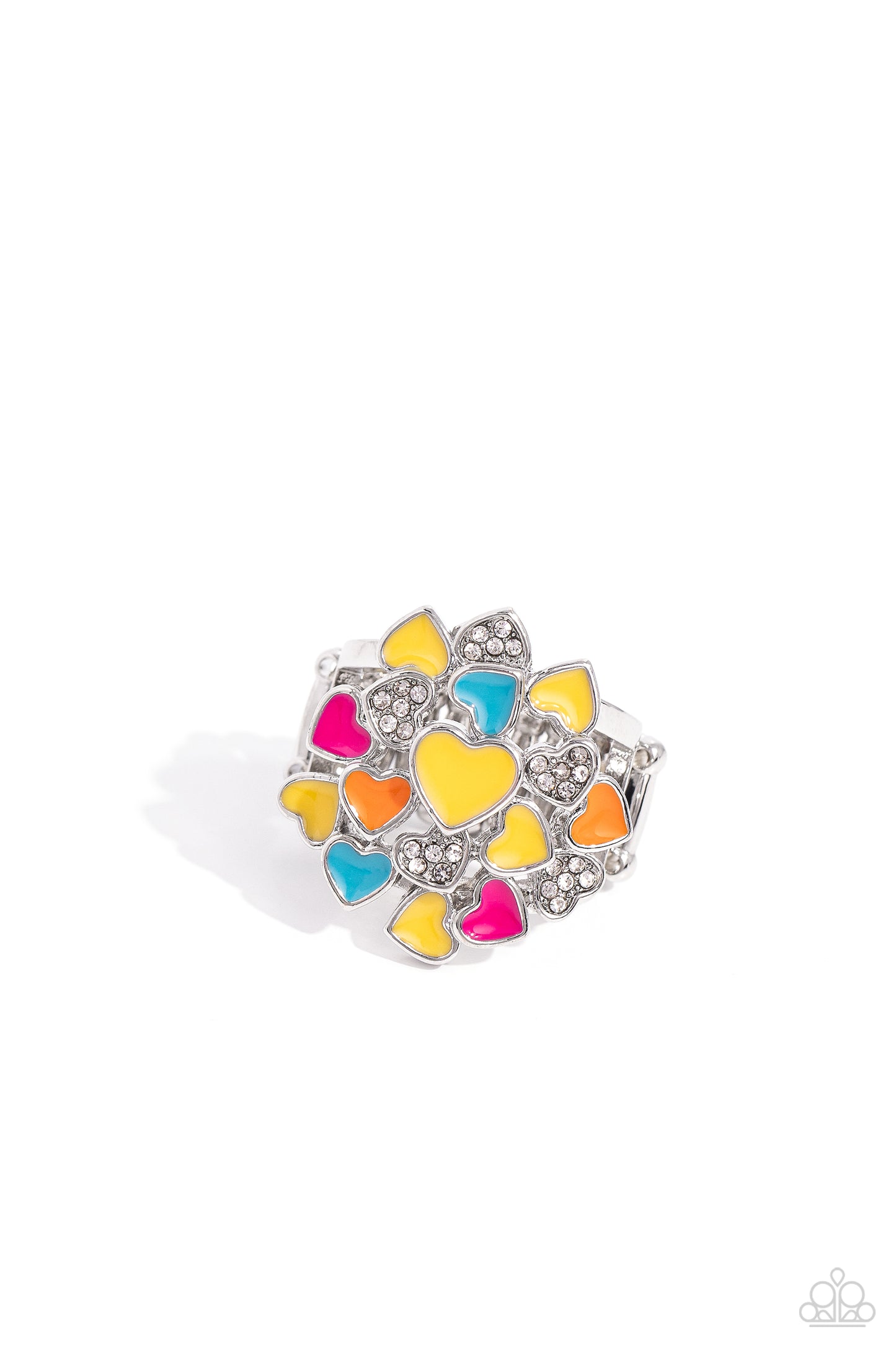 Gimme Some Lovin - Yellow, Pink Peacock, Turquoise, Orange Hearts Flirty Ring Paparazzi R0284