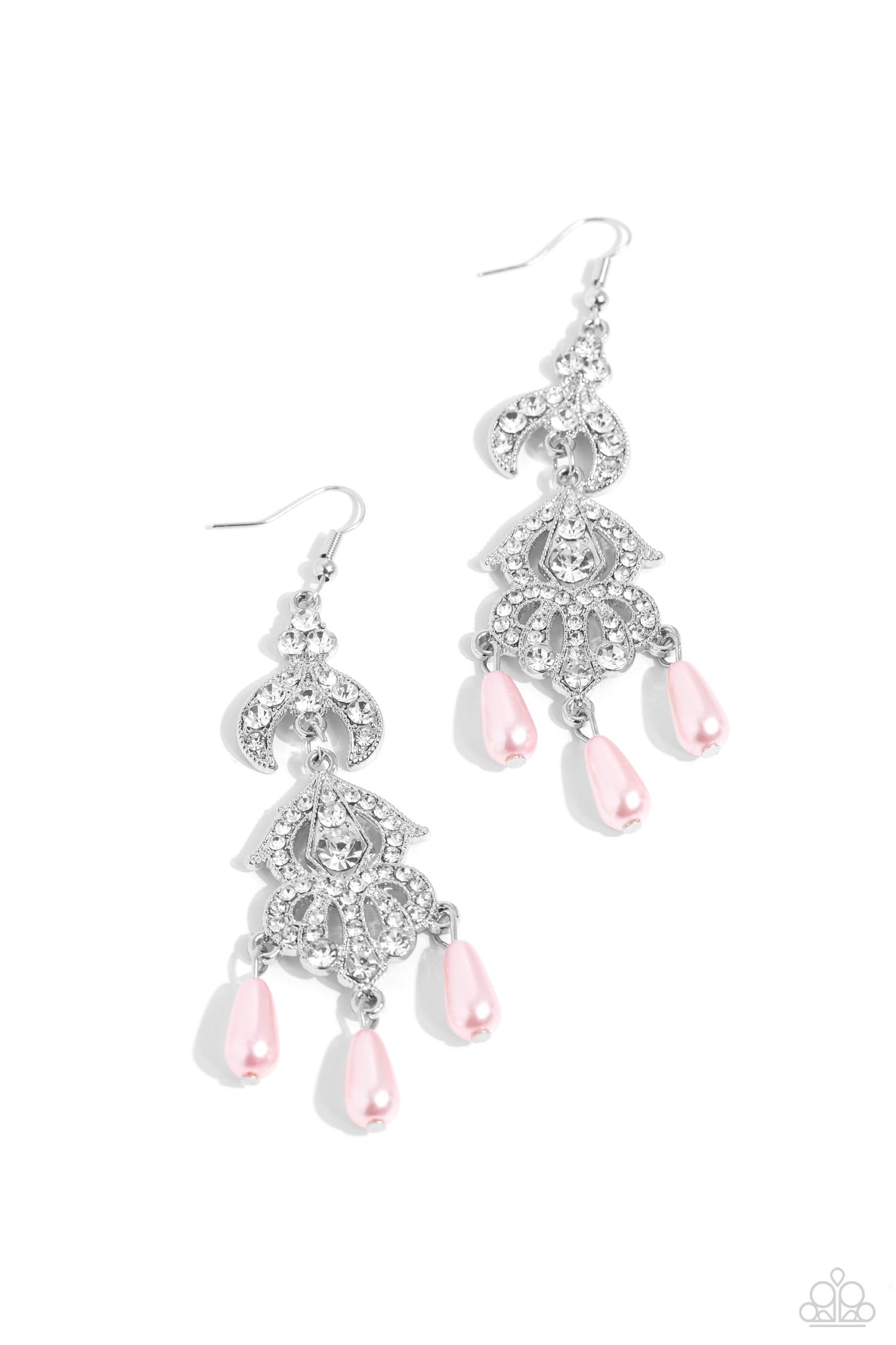 Cosmopolitan Combo - Pink - Baby Pink Teardrop Pearl Chandelier Earring Paparazzi E0242