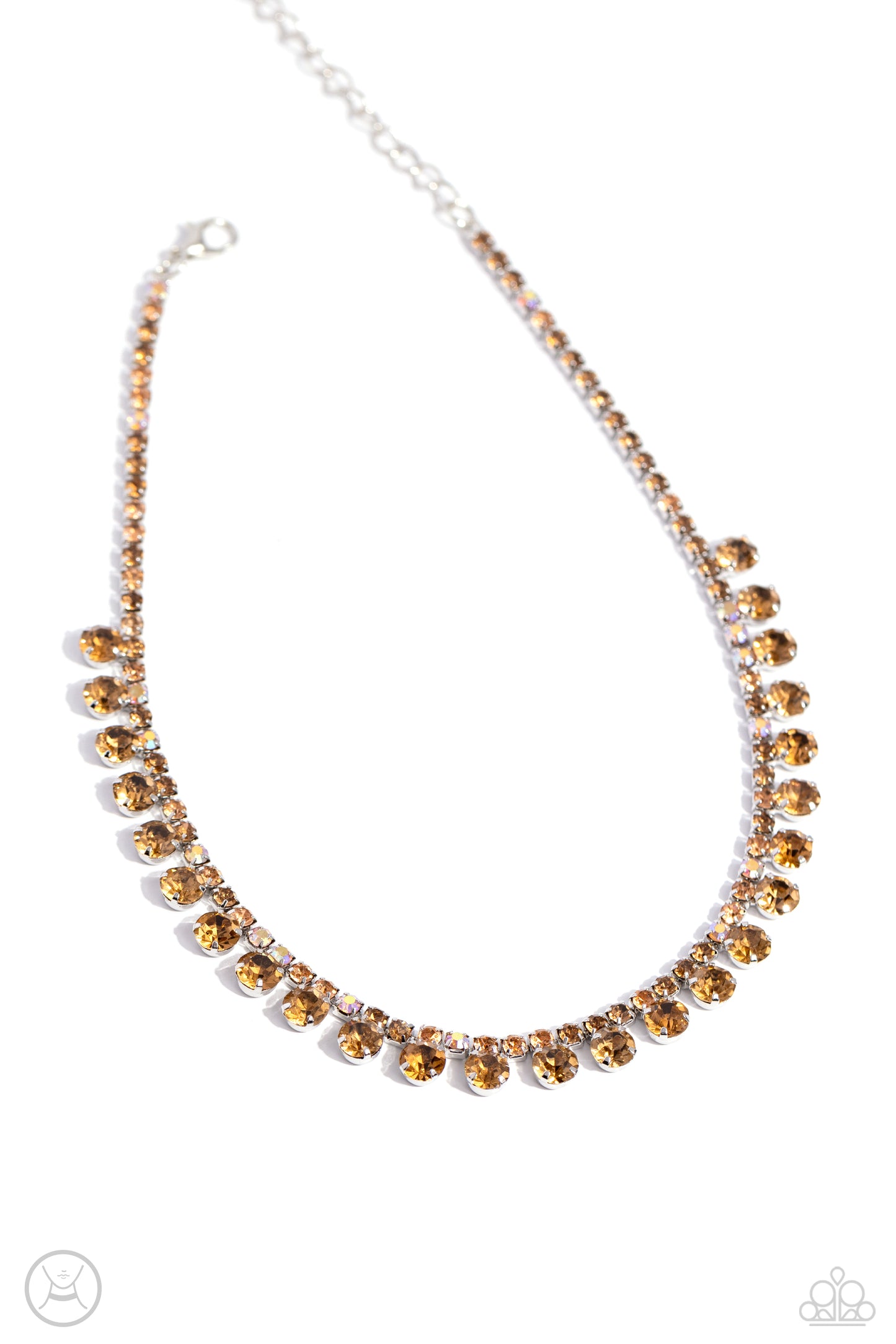 Ritzy Rhinestones - Brown, Light Peach, Peachy Iridescent Rhinestone Choker Necklace Paparazzi N3044