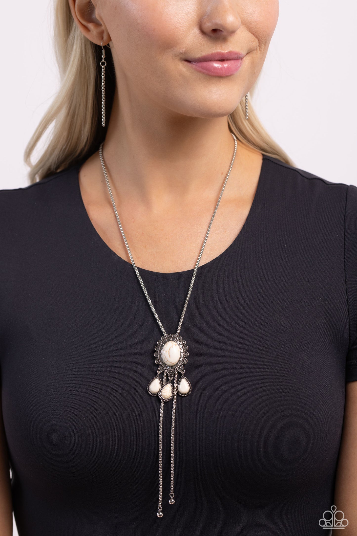 Seize the Serenity - White Stone Santa Fe Style Necklace Paparazzi N2127