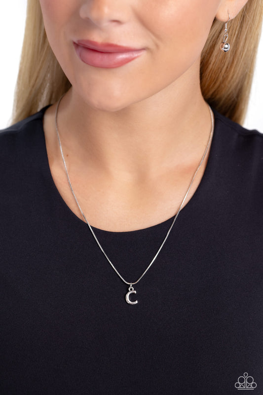 Seize the Initial - Silver - C Initial Necklace Paparazzi N1929