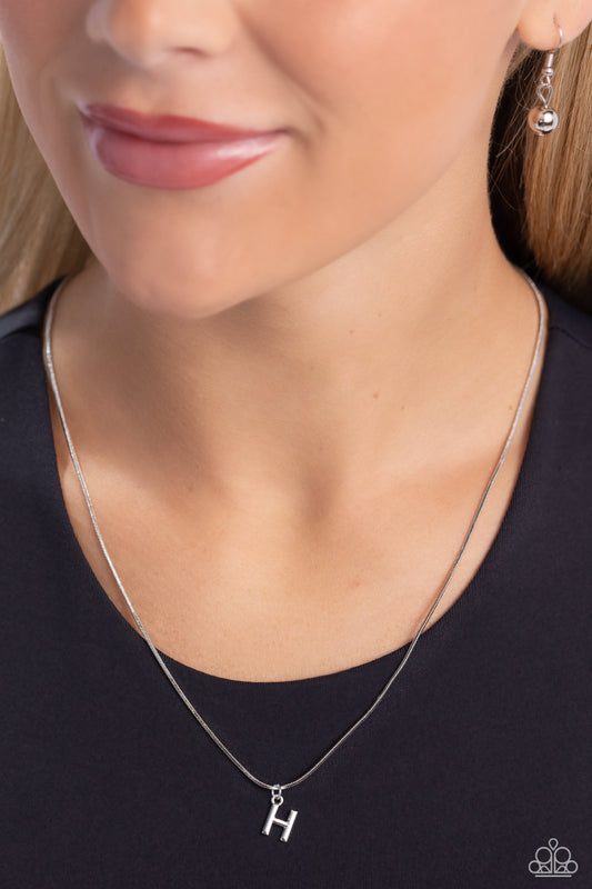 Seize the Initial - Silver - H Initial Necklace Paparazzi N1923