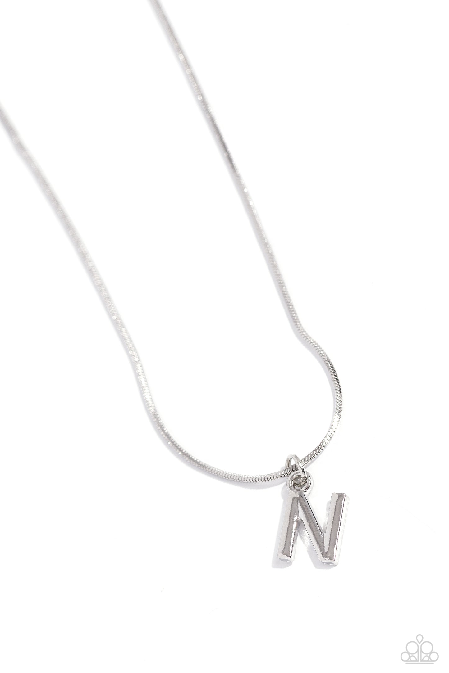 Seize the Initial - Silver - N Initial Necklace Paparazzi N1918