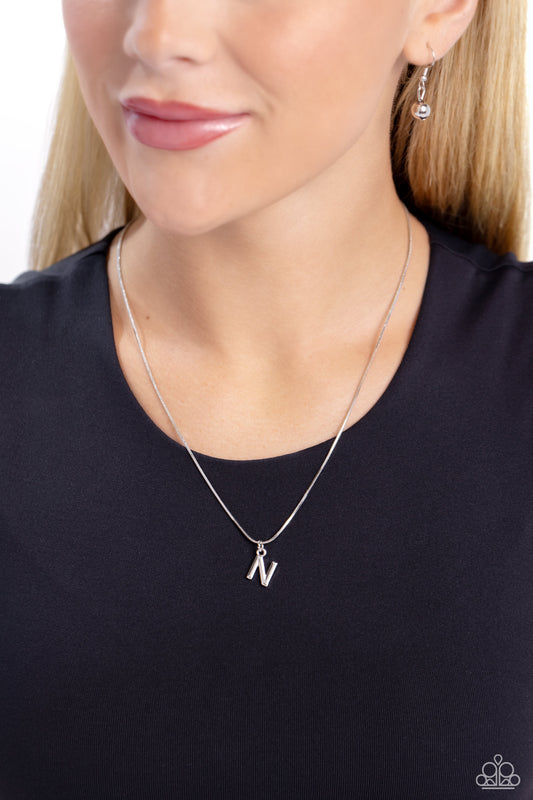 Seize the Initial - Silver - N Initial Necklace Paparazzi N1918