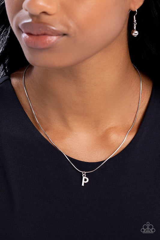 Seize the Initial - Silver - P Initial Necklace Paparazzi N1921