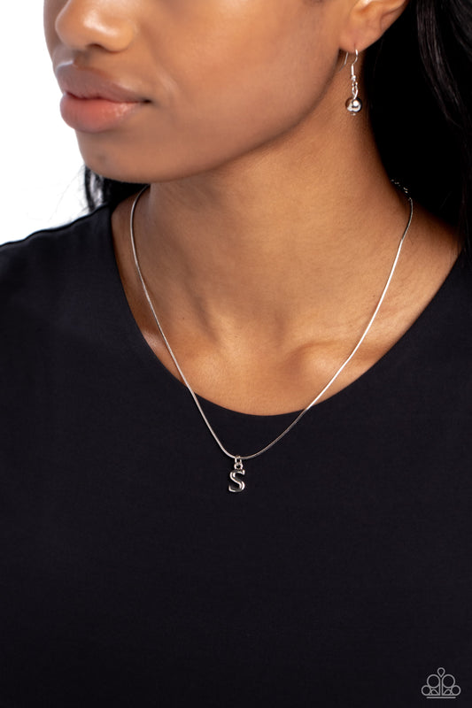 Seize the Initial - Silver - S Initial Necklace Paparazzi N1920