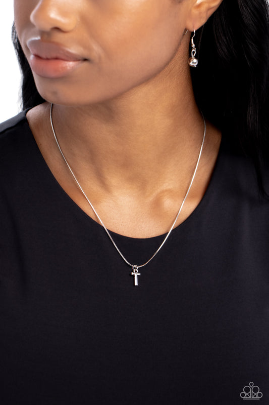 Seize the Initial - Silver - T Initial Necklace Paparazzi N1932