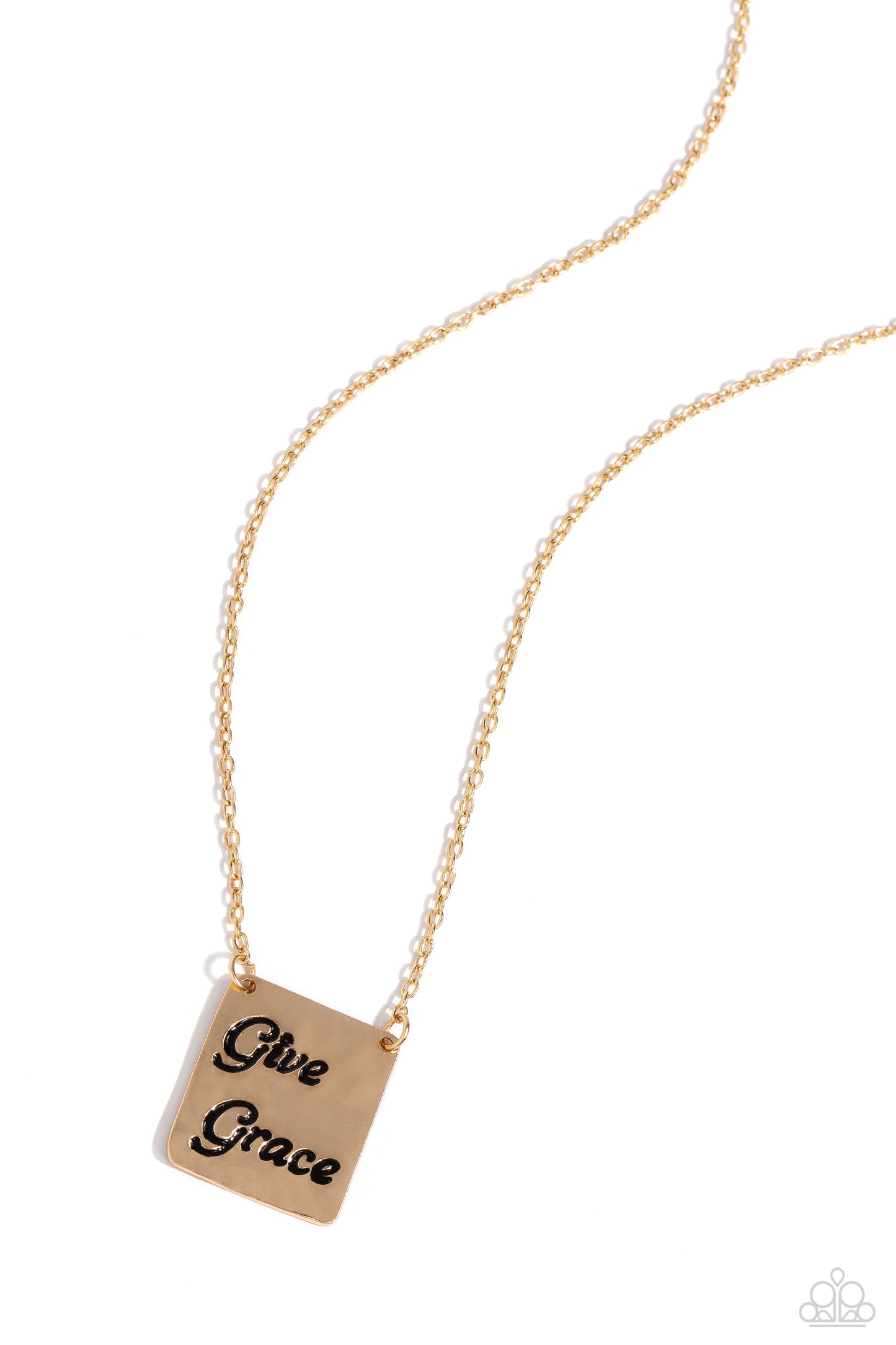 Give Grace - Gold "Give Grace" Inspirational Faith Necklace Paparazzi N3001