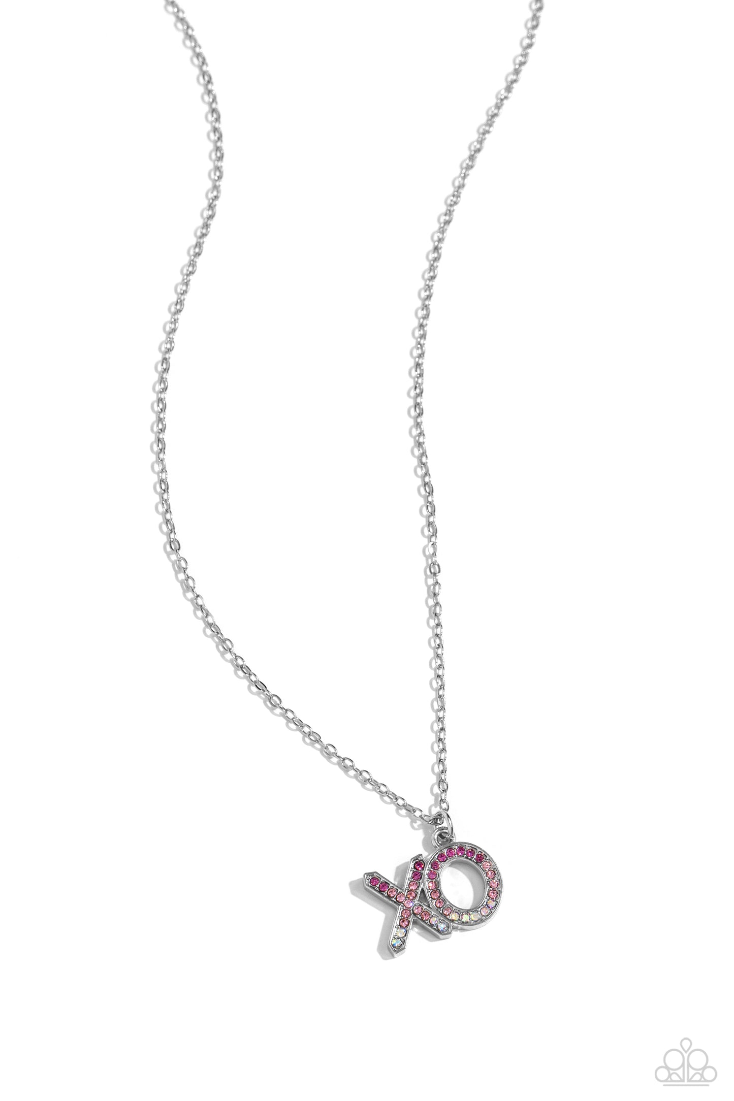 XO Showcase - Pink Ombre' Rhinestone "XO" Necklace Paparazzi N3036