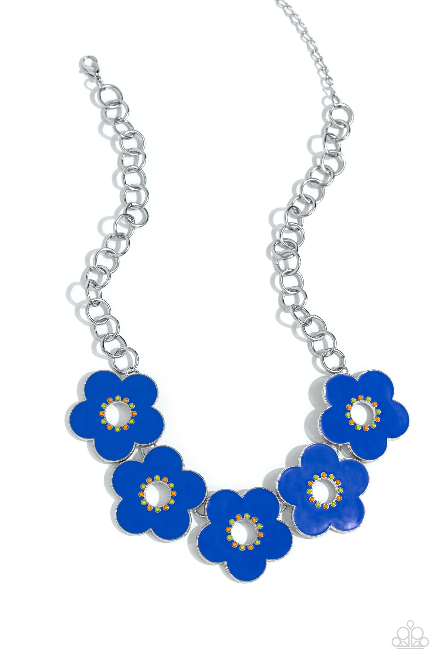 Cartoon Couture - Blue Persian Jewel Painted Flower Necklace Paparazzi N2047