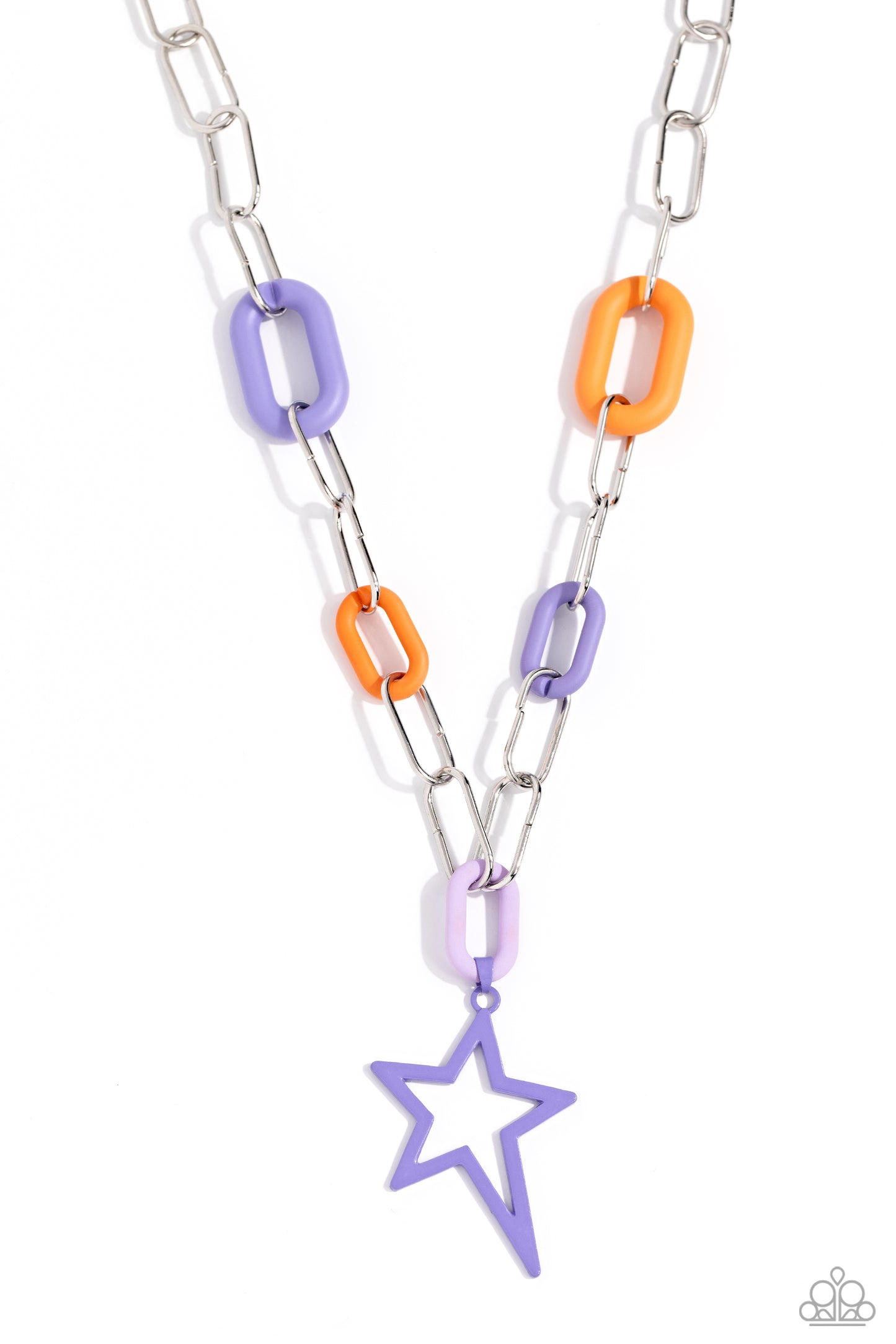 Stargazing Show - Purple, Lavender & Orange Acrylic Link Necklace Paparazzi N2117