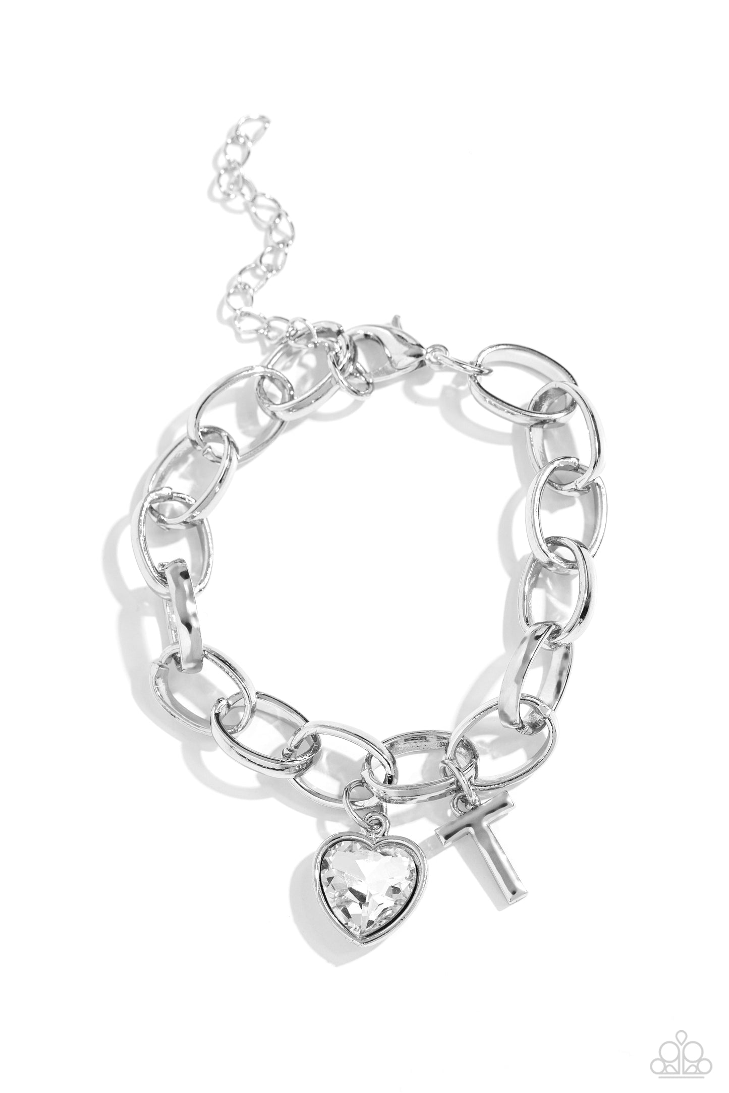 Guess Now Its INITIAL - White - T Initial White Heart Bracelet Paparazzi B1356