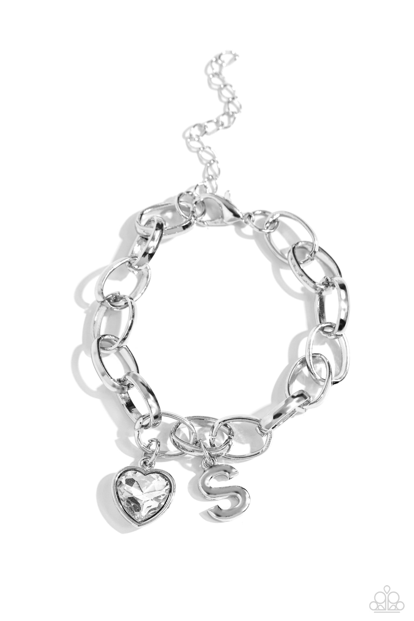 Guess Now Its INITIAL - White - S Initial White Heart Bracelet Paparazzi B1351