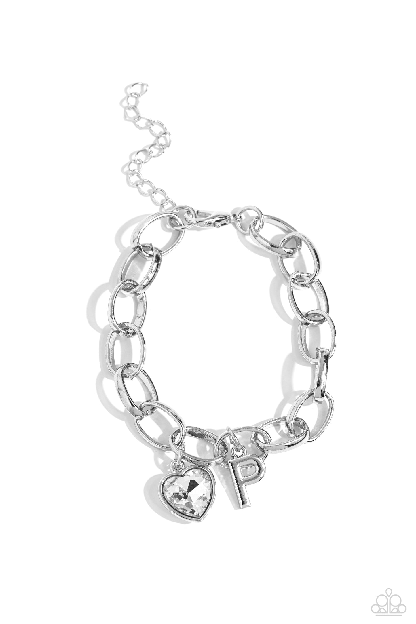 Guess Now Its INITIAL - White - P Initial Heart Bracelet Paparazzi B1350