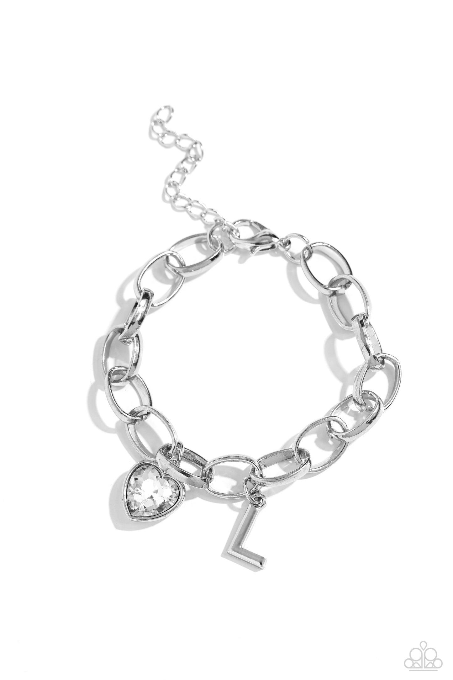 Guess Now Its INITIAL - White - L Initial White Heart Bracelet Paparazzi B1353