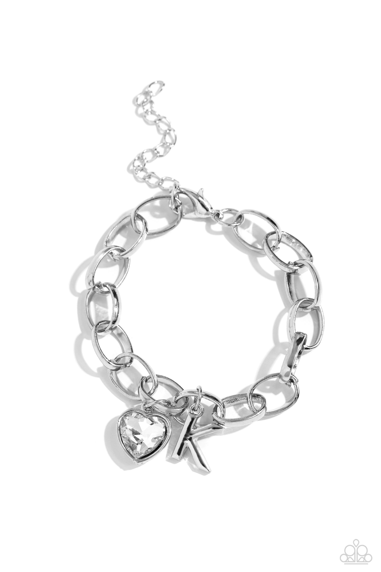 Guess Now Its INITIAL - White - K Initial White Heart Bracelet Paparazzi B1341