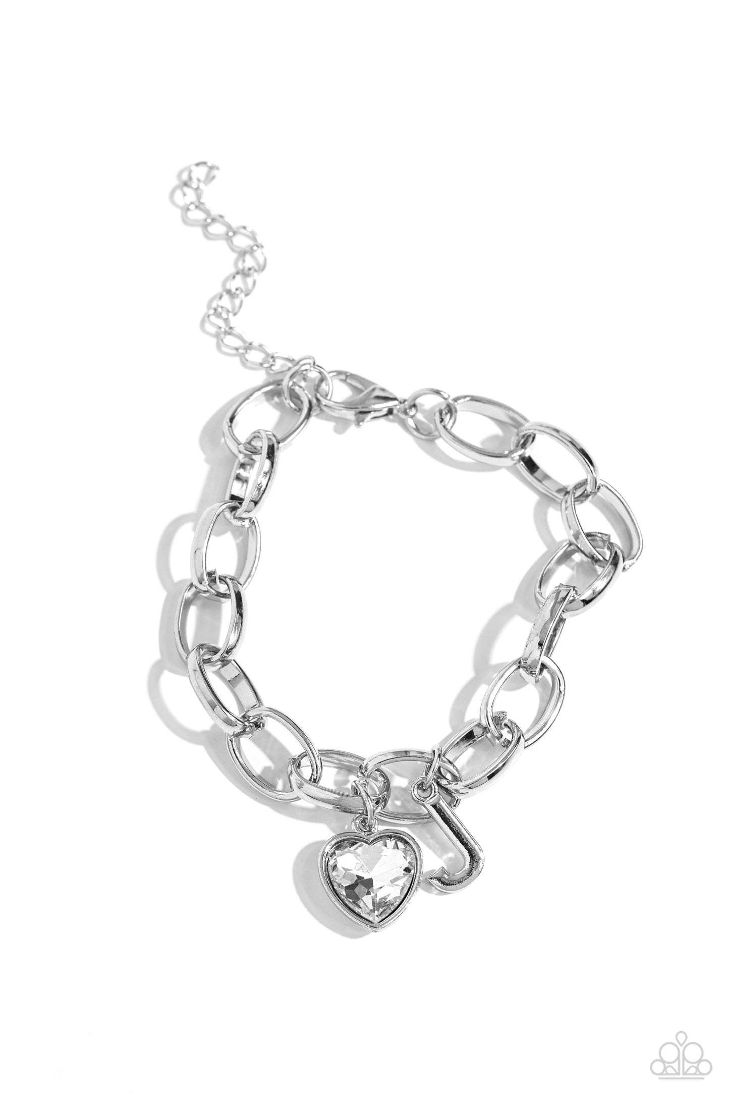 Guess Now Its INITIAL - White - J Initial White Heart Bracelet Paparazzi B1349