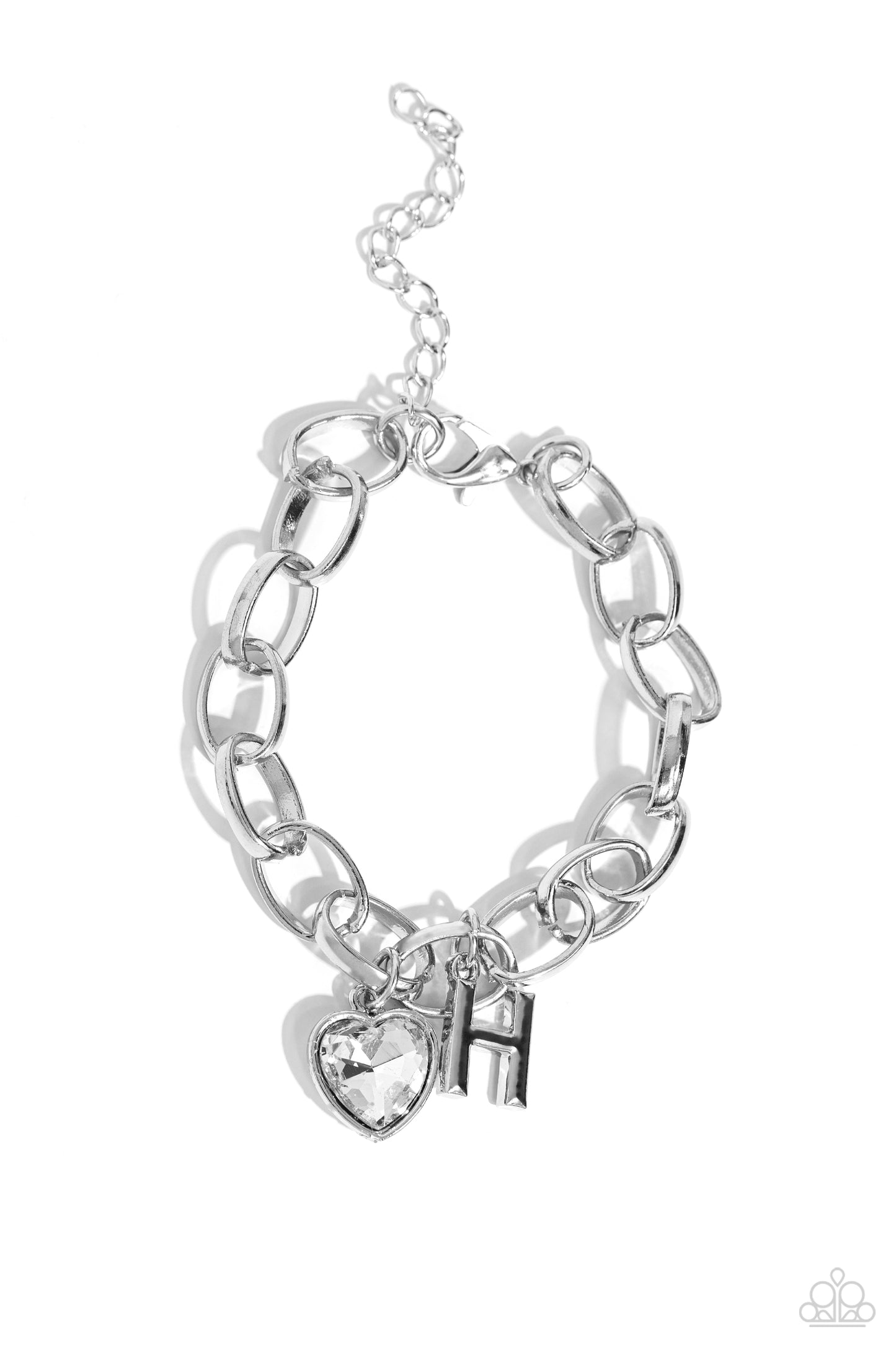 Guess Now Its INITIAL - White - H Initial White Heart Bracelet Paparazzi B1348