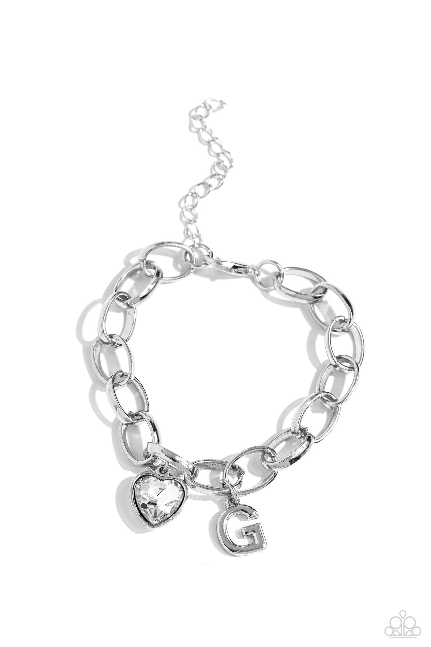 Guess Now Its INITIAL - White - G Initial White Heart Bracelet Paparazzi B1342