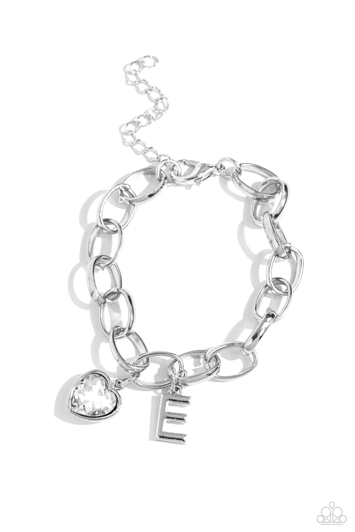 Guess Now Its INITIAL - White - E Initial White Heart Bracelet Paparazzi B1354